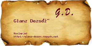 Glanz Dezső névjegykártya